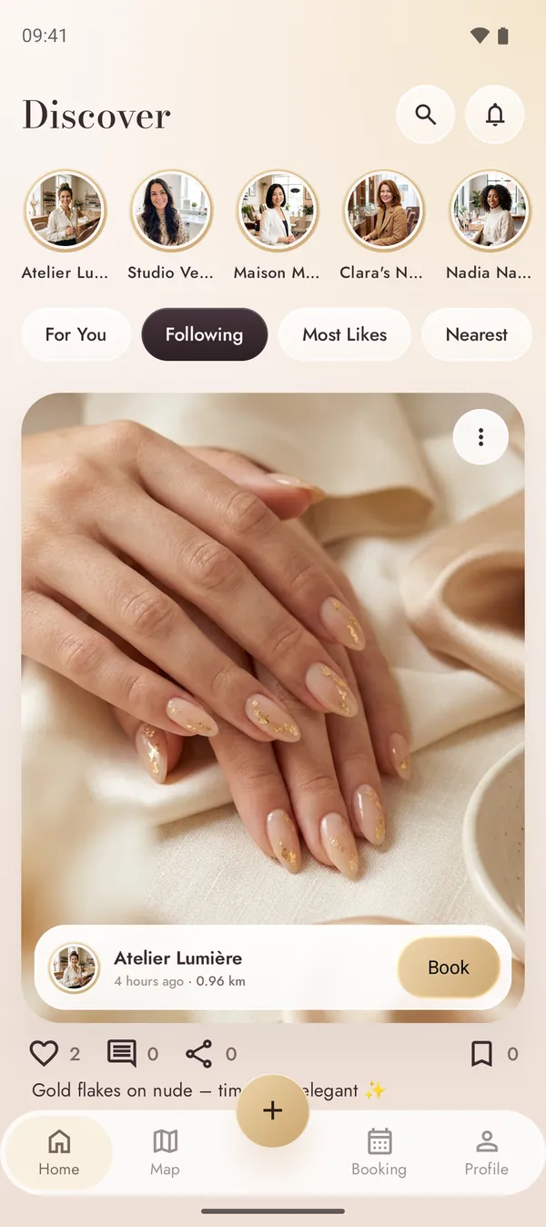 NailMe discover feed with nail art from studios nearby
